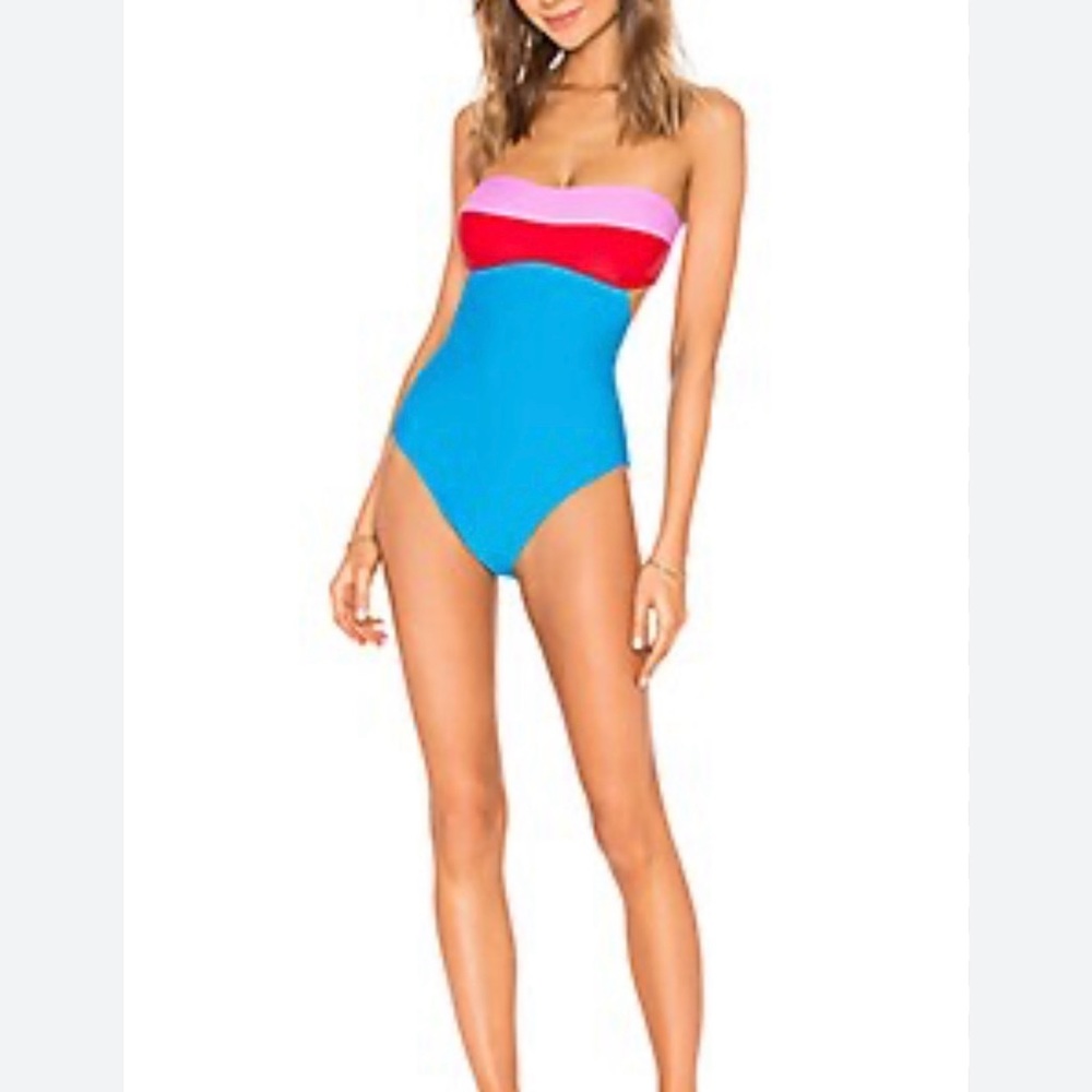 NWT DIANE VON FURSTENBERG DVF Christye One Piece in Candy Red/Bubblegum/Patio